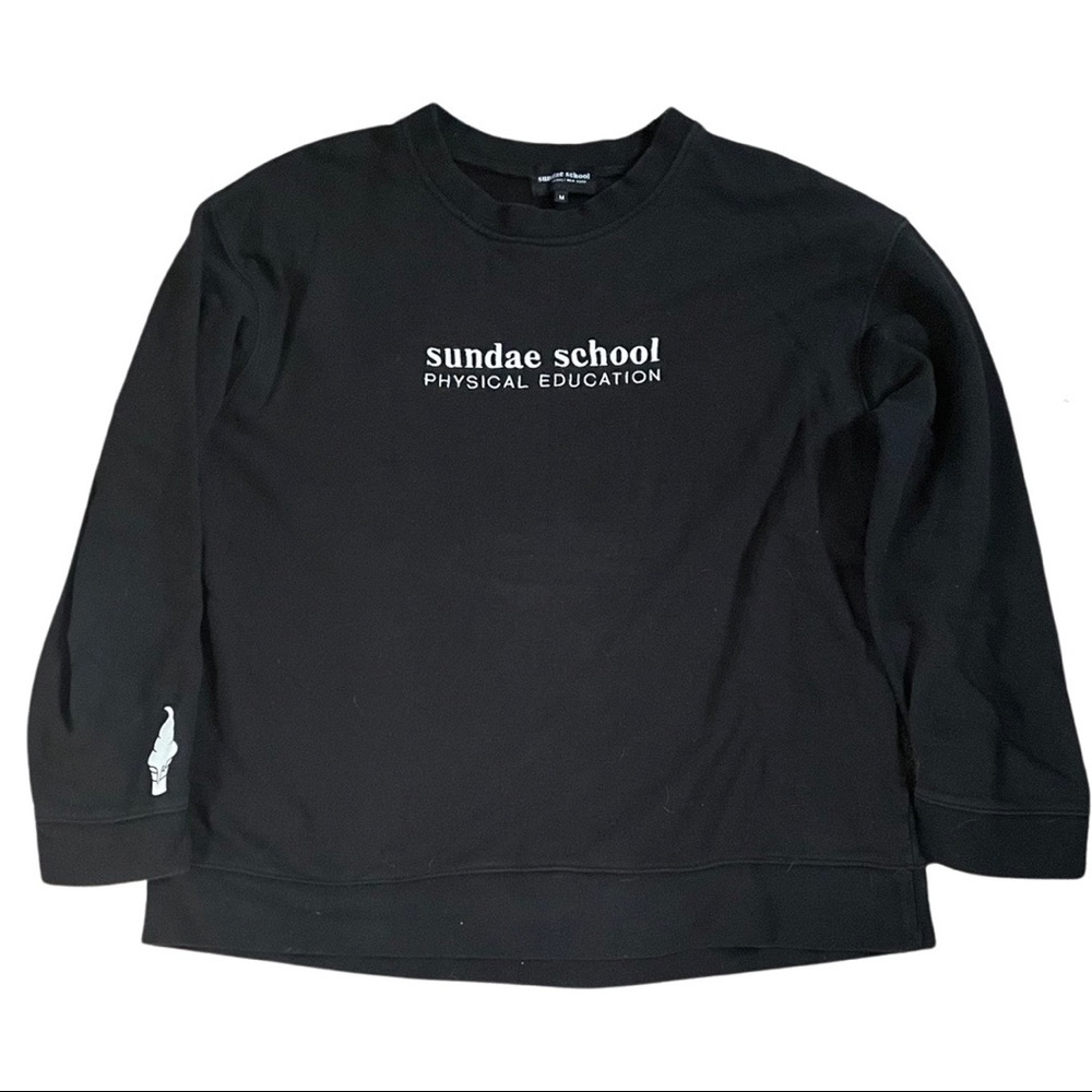 Sundae school sweater, embroidery on front, logo on rear